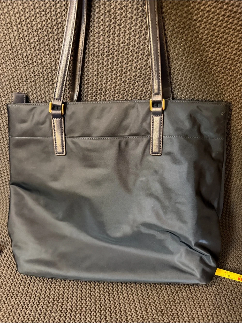 Michael Kors Navy Nylon Tote with Gold Accent Logo Charm